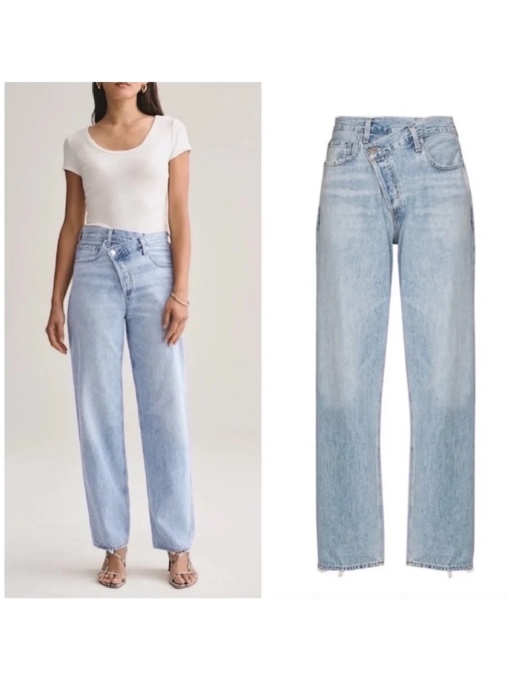 AGOLDE Criss Cross Upsized Jean Suburbia Light Wash Blue Women’s Size 24 - Picture 14 of 15